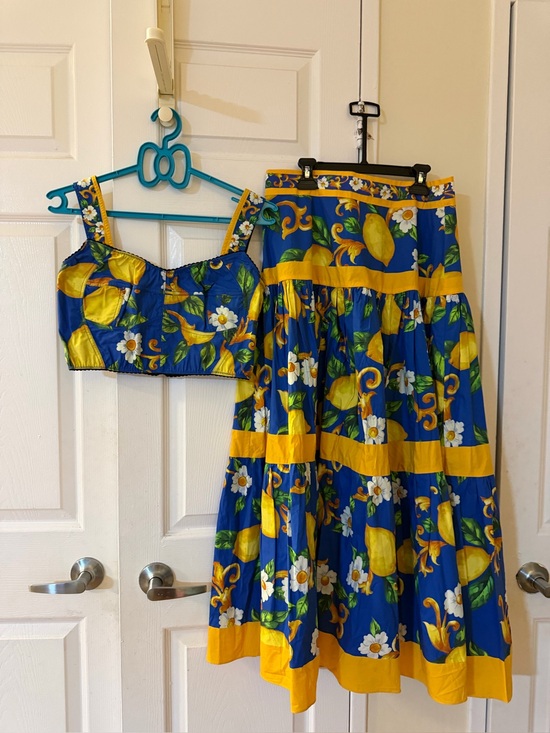 Dresses & Skirts - Blue & Yellow Floral Lemon top &Maxi Skirt - Women's